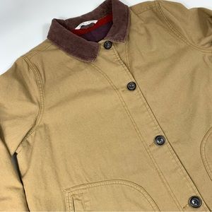 Woolrich Womens XL Barn Chore Utility Coat Jacket Fleece Lined Khaki Tan Canvas